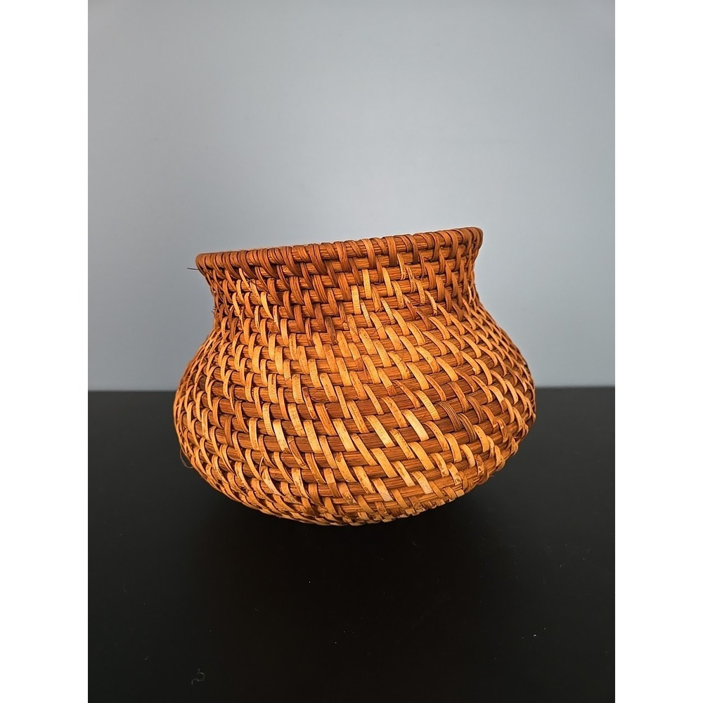 Vintage Wicker Woven Vase Boho Baskets Home Decor Tight Weave For Dry Flower
